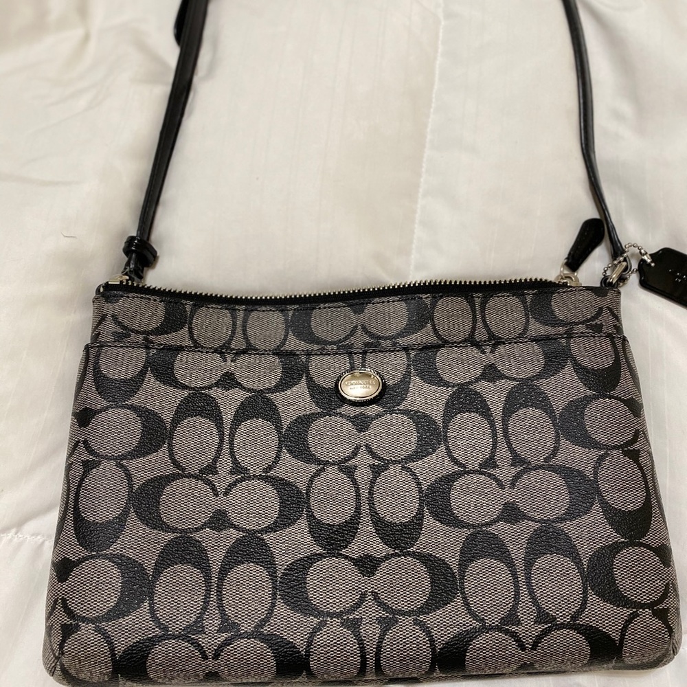 SOLD Coach Peyton black monogram crossbody bag